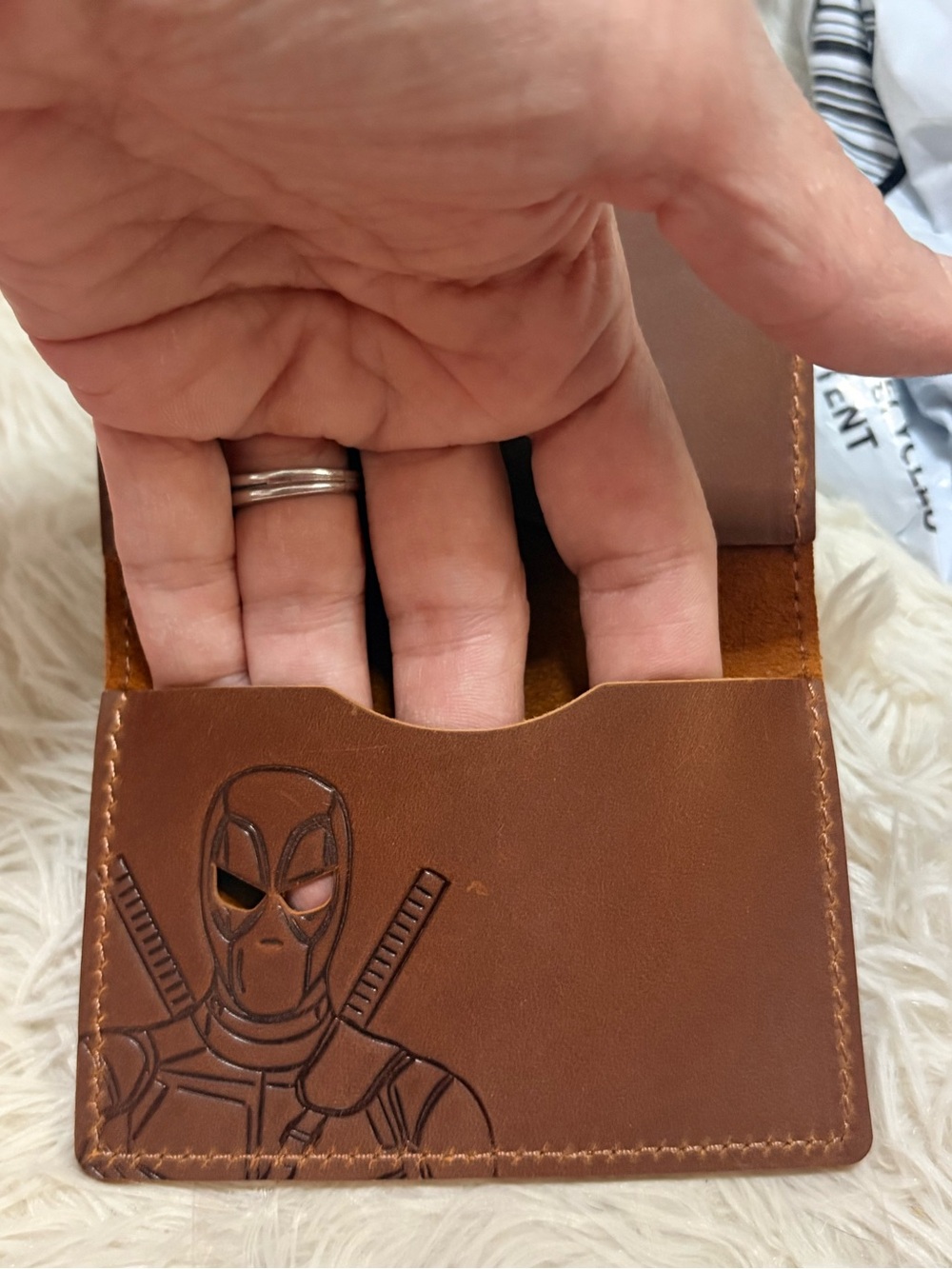 NWB. Real Leather Hero Face Bifold Wallet - Cosplay Comic ID Holder - Picture 5 of 6